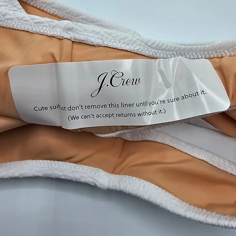J, Crew Womans size L Curved Waist Cheeky Ribbed Bikini Bottom Ivory Cheeky NEW